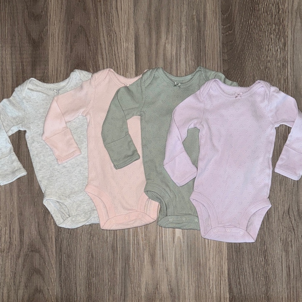 Cozy Baby Long Sleeve One Piece Set - Pink, Green, Gray, Purple